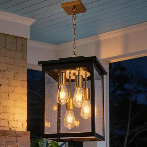 Miniatura 42 de TODOLUZ Lámpara Colgante de Exterior de 3 Luces Negra, Linterna Colgante Exterior Ajustable Luz de Porche