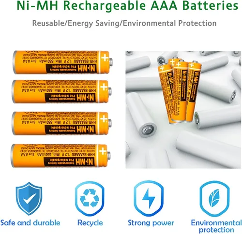 Miniatura 5 de Paquete de 4 baterías recargables AAA NI-MH 1.2V 550mAh HHR-55AAABU AAA para teléfonos inalámbricos Panasonic