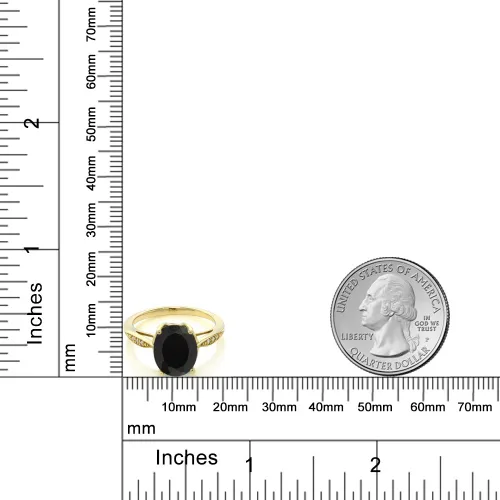 Miniatura 12 de Gem Stone King Anillo de compromiso de oro amarillo de 14 quilates de 2-3 quilates con piedra preciosa ovalada de 0.394 x 0.315 in y diamantes
