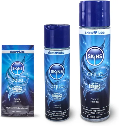 Miniatura 9 de Skins Lubricante a base de agua Aqua - Disfruta de una intimidad natural duradera con lubricante hipoalergénico de 4.4 onzas