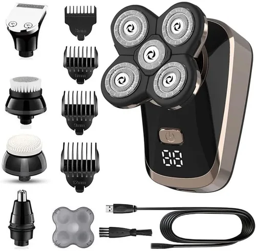 Afeitadoras de cabeza para hombres calvos, LED dosplay potente afeitadora eléctrica húmeda y seca para barba recortadora de pelo facial y corporal 5