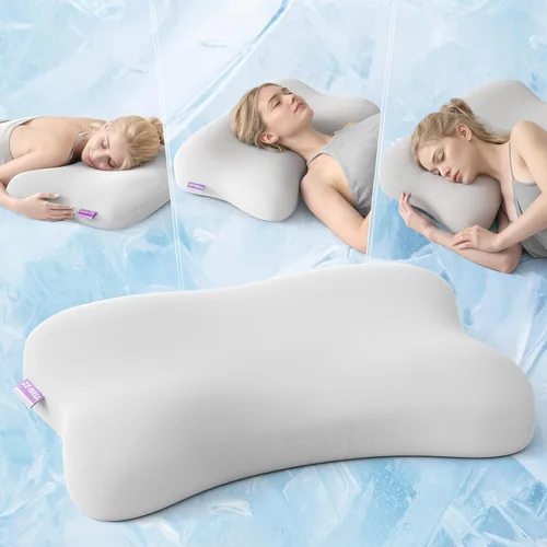 Miniatura 10 de ZZ-WELL Almohada refrescante para dormir de lado, almohada cervical patentada para dormir, almohada ergonómica curvada de espuma viscoelástica
