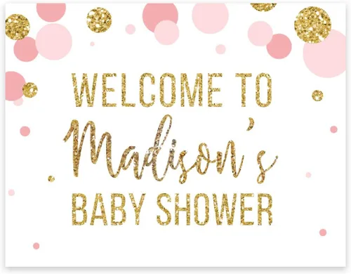 Miniatura 9 de Andaz Press Colección de fiesta de baby shower de niña con purpurina de oro rosa rubor, pancarta colgante con cuerda, Welcome Baby!, 5 pies, 1 juego