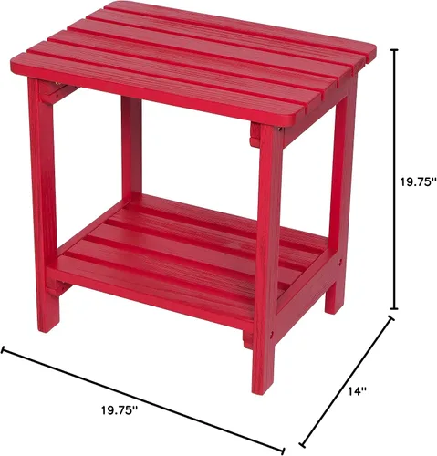 Miniatura 3 de Shine Company Providence - Mesa auxiliar rectangular de madera maciza, mesa de patio Adirondack para exteriores, color rojo chile Rojo (Chili Red)