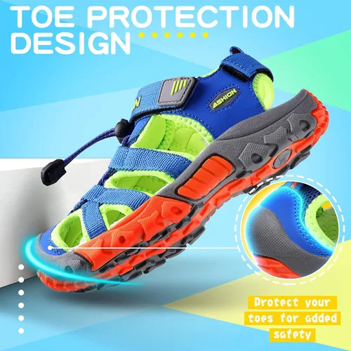 Miniatura 3 de Littleplum Sandalias para niños con puntera cerrada, sandalias deportivas para niños pequeños, zapatos de verano para niños grandes, caminar