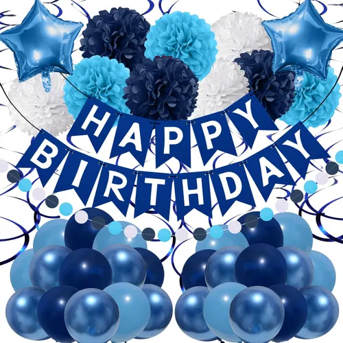 Miniatura 15 de Decoraciones de cumpleaños negro y rojo – Cartel de feliz cumpleaños para niños, niñas, hombres y mujeres, suministros de fiesta