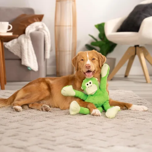 Miniatura 7 de Juguete para perro de felpa resistente, goDog Crazy Tugs sasquatches con tecnología Chew Guard , Lime Monkey, L, Lime Mono - Verde