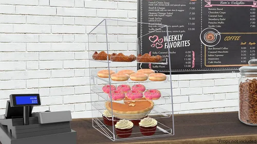 Miniatura 2 de Acrílico Pastelería Panadería Donut Bagels Cookie Display Case w/5 bandejas