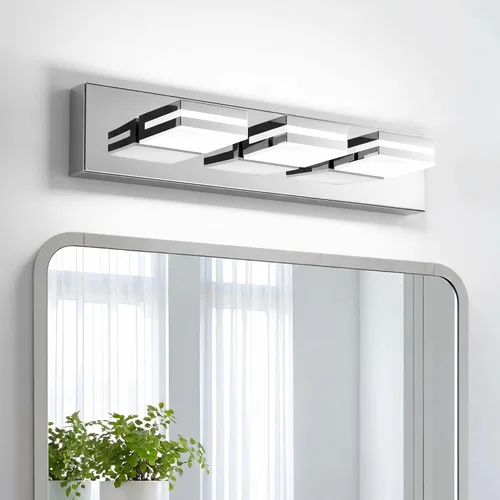 Likelgn Moderna lámpara de tocador de baño, lámparas de baño sobre espejo, 22 pulgadas, 3 luces LED de tocador 3000K 4000K 5000K CCT ajustable, cromo