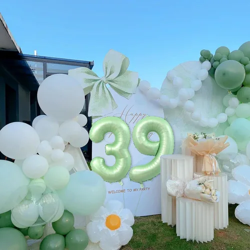 Miniatura 6 de Globos gigantes de papel de aluminio con el número 11, globos de aluminio de color verde claro de 40 pulgadas, globos gigantes de helio número 11