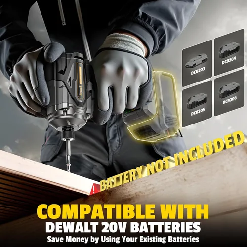 Miniatura 6 de DIYtoolifz Destornillador de impacto inalámbrico de 1/4 de pulgada compatible con batería Dewalt de 20 V (solo herramienta), taladro de impacto sin
