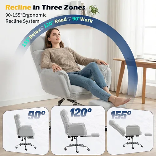 Miniatura 4 de Silla de oficina grande y alta con reposabrazos abatibles de 90 a 180°, silla ergonómica de juegos de computadora de 400 libras para sentarse