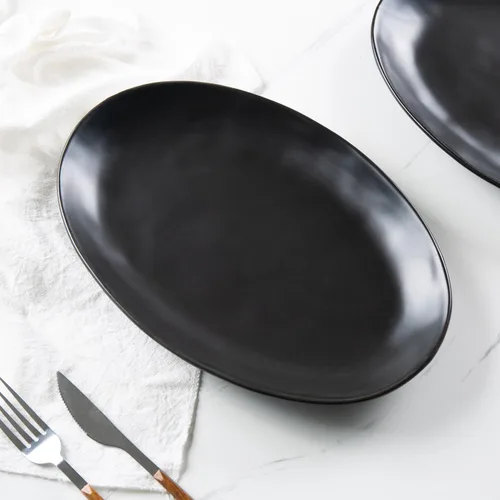 Miniatura 4 de Platos de porcelana para servir, bandejas grandes de 12 pulgadas, platos ovalados para aperitivos de postre, carne/entretenimiento/fiesta, juego