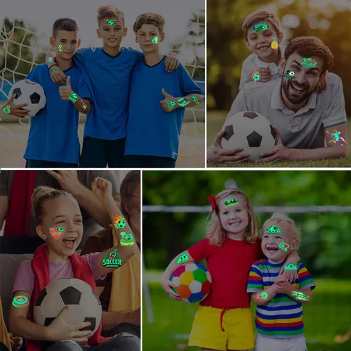 Miniatura 7 de VICDUEKG 200 tatuajes temporales para deportes de fútbol para niños, tatuajes que brillan en la oscuridad para niños y niñas, calcomanías de tatuaje