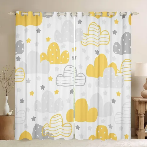 Miniatura 12 de Cortinas opacas con diseño de galaxia psicodélica, estilo bohemio, sol, luna, arcoíris, teñido anudado, 84 pulgadas de ancho x 63 pulgadas de largo