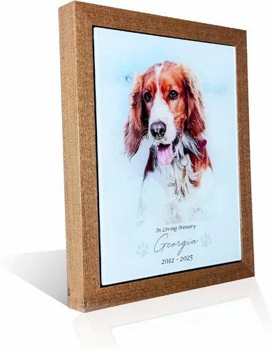 Miniatura 9 de Perfect Cases Marco conmemorativo para mascotas con pantalla de collar e impresión fotográfica de 8 x 10 pulgadas y grabado personalizado..