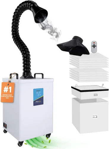 Extractor de Humos FumeClear FC-2002 para Grabador Láser S1, D1 Pro de 10W a 20W, Succión Fuerte de 260 a 300m³/h, Bajo Ruido con 12 Filtros Fc2002