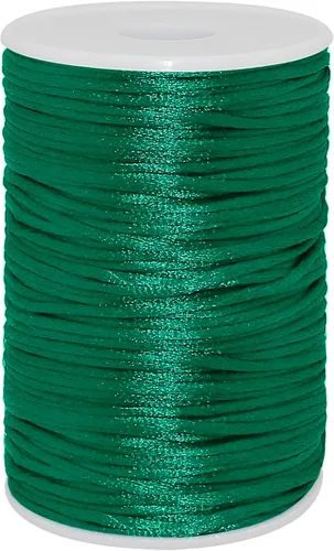 Miniatura 9 de Rollo de cuerda de satén de nailon de calidad de 0.079 in x 100 yardas, Kumihimo Rattail, nudo chino (negro)
