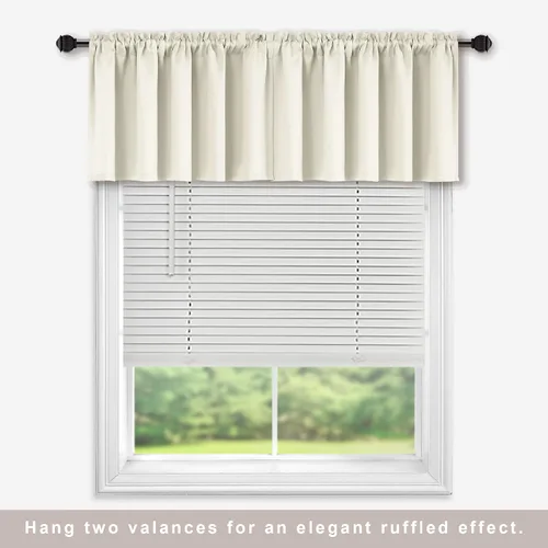 Miniatura 2 de KOUFALL Cenefa beige para ventanas de 16 pulgadas de largo, cortinas cortas para filtrar la luz sobre el fregadero