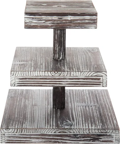 Miniatura 6 de MyGift Soporte para cupcakes de 3 niveles, soporte de exhibición de postres de madera soplada, bandeja escalonada para pasteles, decoración de mesa