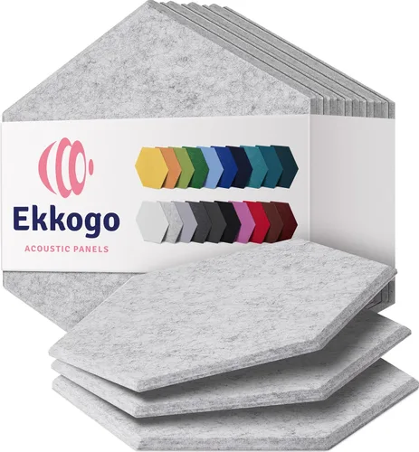 Miniatura 57 de Paneles insonorizantes de alta densidad para pared, forma hexagonal, paquete de 12 unidades de 14" x 12.1" x 0.4", color azul mezclilla Azul denim