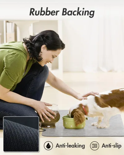 Miniatura 5 de MontVoo - Tapete Absorbente para Alimentación de Mascotas - Tapete para Mascotas Sin Manchas para Tazones de Comida y Agua - Tapete de Secado Rápido