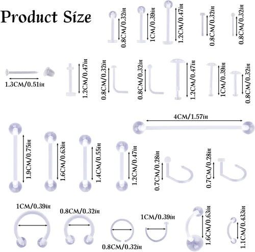 Miniatura 2 de 60 piezas de retenedores transparentes para cirugía, joyería de piercing de plástico para el trabajo, pezón invisible, labio, ceja, vientre