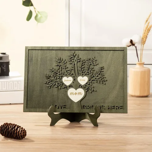 Miniatura 7 de Regalos para mamá, marco de árbol genealógico personalizado, placas de madera, recuerdos de genealogía, decoración del día de la madre, día del EL
