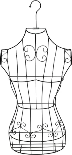 Miniatura 3 de MyGift Maniquí de torso de cuerpo completo colgante de metal negro para coser forma de vestido y exhibición de boutique