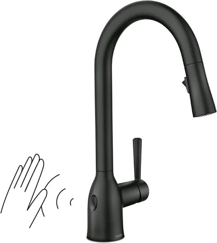 Miniatura 18 de Moen Adler Spot Resist - Grifo de fregadero de cocina de una manija de arco alto de acero inoxidable con rociador desplegable Power Clean, 87233SRS