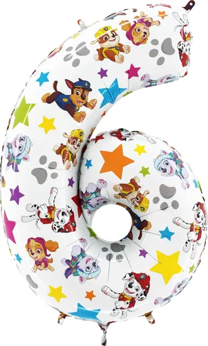 Miniatura 4 de Toyland® Globo de papel de aluminio con el número de la Patrulla Canina de 26 pulgadas, globos de fiesta para niños, número 1-6 disponible (número 1)