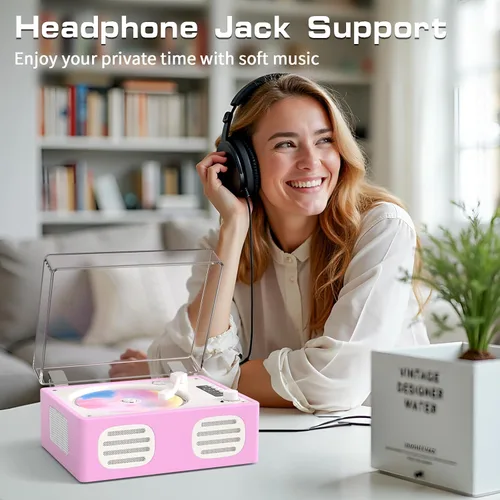 Miniatura 5 de Reproductor de CD portátil de entrada/salida Bluetooth, reproductor de CD retro con altavoces de alta fidelidad, lindos reproductores de CD
