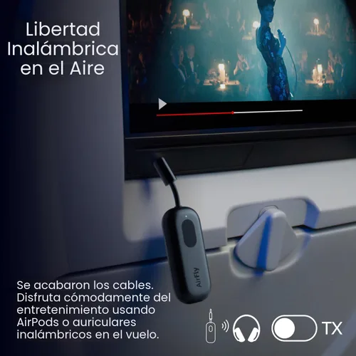 Miniatura 4 de Twelve South AirFly Pro - Transmisor/receptor de audio inalámbrico Bluetooth para hasta 2 AirPods/auriculares inalámbricos; uso con cualquier Negro
