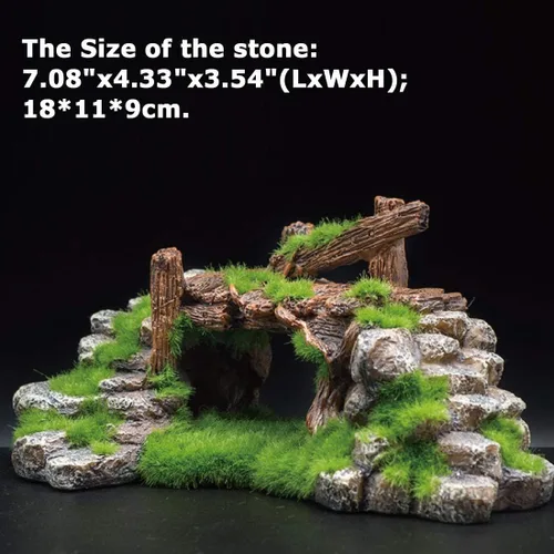 Miniatura 2 de S-Lifeeling Decoración de pecera Musgo Rockery Plantas de piedra Ruinas de madera Paisajismo Tortuga Tanque Decoración Pescado Refugio de camarones