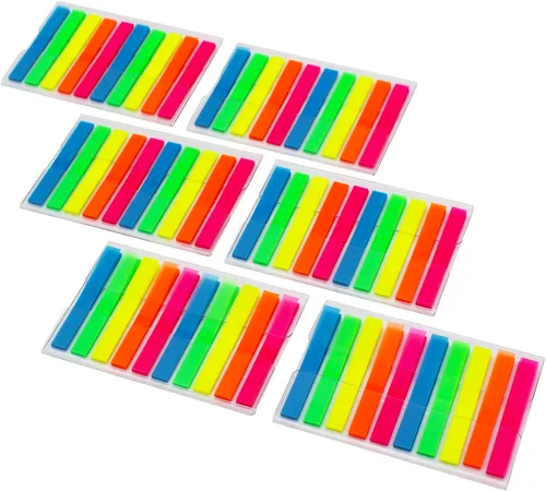 Marcadores de páginas finas de colores surtidos, 1200 páginas en total, pestañas de bandera estándar de 0.24 x 1.73 pulgadas, fáciles de publicar, 6