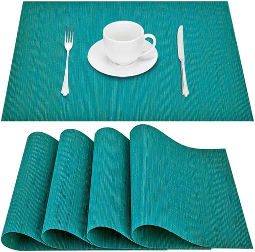 Miniatura 12 de GIVERARE Juego de 6 manteles individuales de vinilo tejido resistente al calor, antideslizante, lavable, fácil de limpiar, tapetes de plástico