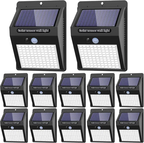 Miniatura 14 de 2 paquetes de luces solares para exteriores con sensor de movimiento - 3 modos/100 LED, luces solares de seguridad inalámbricas, resistentes al agua