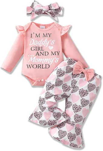 Miniatura 54 de Renotemy Conjunto de ropa para bebé recién nacida, mameluco con volantes, pantalones florales, lindo conjunto de ropa para bebé niña