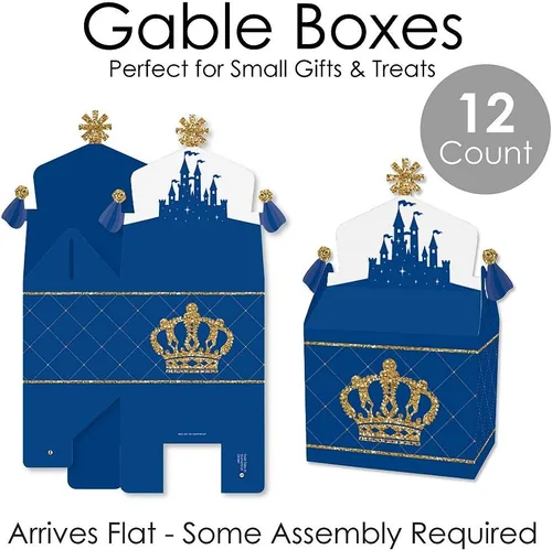 Miniatura 5 de Big Dot of Happiness Royal Prince Charming – Caja de regalo para fiestas – Baby Shower o fiesta de cumpleaños – Cajas de regalo – Juego de 12