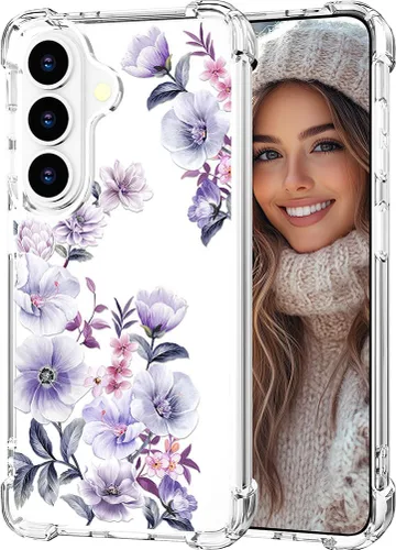Miniatura 71 de Hungo Funda compatible con Samsung Galaxy S23 con diseño floral y bonito diseño transparente, femenino para mujeres y niñas, con hermoso clavel