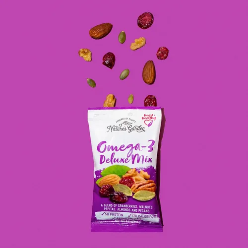 Miniatura 6 de Nature's Garden Mezcla de lujo Omega 3, Mezcla de frutos secos, Mezcla de nueces de lujo, saludable para el corazón, sin gluten, sin colesterol, sin