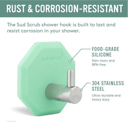 Miniatura 5 de Sud Scrub® Gancho antimicrobiano para ducha, ganchos autoadhesivos para pared de ducha, ganchos de pared removibles resistentes, ganchos adhesivos