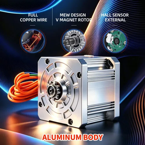 Miniatura 3 de Kunray 72V Brsushess Motor 6500W Electric Dirt Bike Motor Peak 9000RPM Peak 12KW for Tutio Kugo Electric Motorcycle Go Karts ATV Upgraded (72V 6500W)