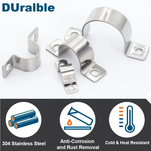 Miniatura 6 de Abrazaderas de conducto de acero inoxidable de 3/4 pulgadas, abrazaderas de tubo de 2 agujeros, soporte en U, clips de fijación de conducto
