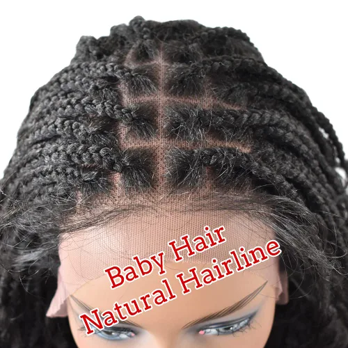 Miniatura 2 de Pelucas trenzadas para mujeres negras, 14 pulgadas, encaje HD suave de 4 3/4 x 12 1/2 pulgadas, peluca trenzada frontal sin nudos, pelucas cortas