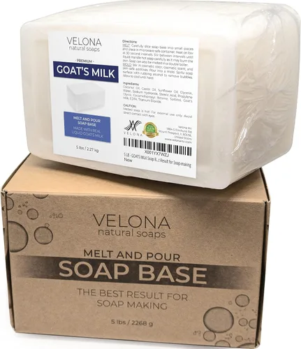 Miniatura 7 de velona Base de jabón de leche de cabra de 5 libras sin SLS/SLES Derretir y verter Barras naturales para el mejor resultado para la fabricación