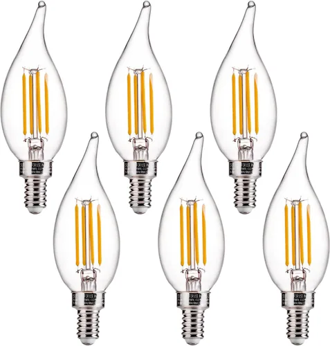 Miniatura 27 de FLSNT Bombillas LED para candelabro CA11 E12, bombillas LED regulables, equivalente a 40 W, luz blanca cálida de 2200 K, 330 lm, acabado de vidrio