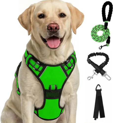 Miniatura 11 de FURRYFECTION Arnés a cuadros para perros pequeños, chaleco reflectante ajustable sin tirones para mascotas con clip frontal, correa, asa de fácil