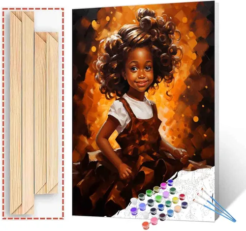 Miniatura 39 de Tucocoo Pintura por números para adultos, kits de pintura al óleo digital sobre lienzo con pinceles y pigmento acrílico, hermoso retrato de niña