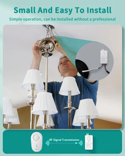 Miniatura 3 de Interruptores inalámbricos para luces, no requiere cableado en la pared, interruptor de luz de control remoto, interruptor de panel inalámbrico